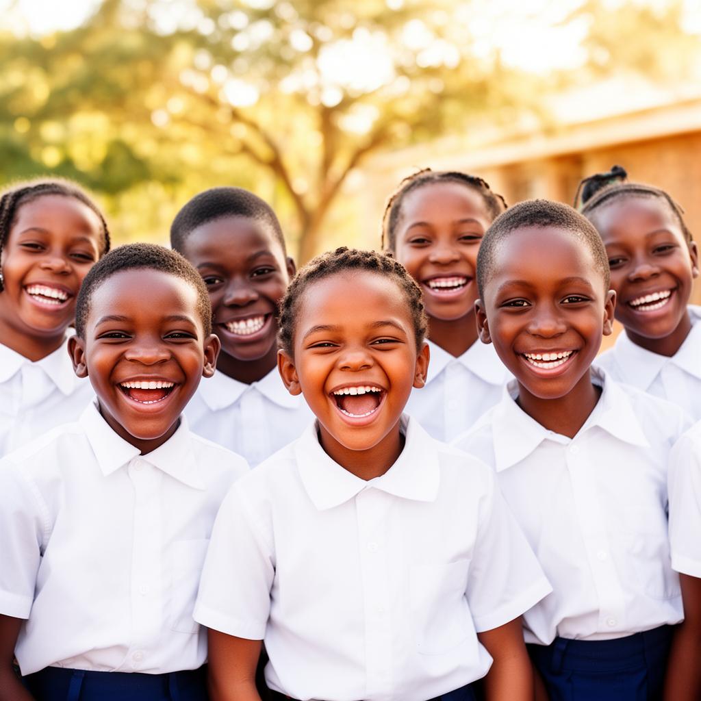 South African school children engaged in learning