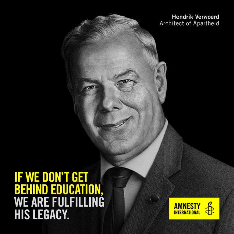 Fix SA Education & Wipe The Smile Off Verwoerd’s Face, Says Amnesty International