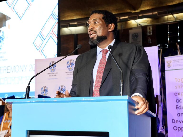 Walking in the footsteps of giants, Manamela challenges teacher graduates to aim higher than those who walked before them