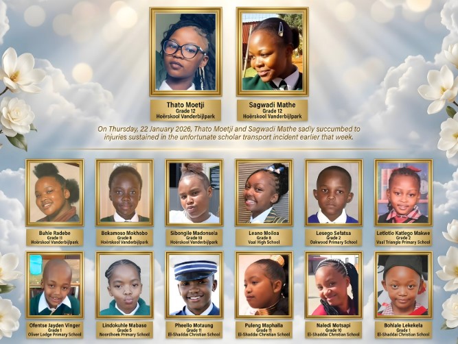 Memorial today for Vanderbijlpark crash victims, funeral set for Sunday